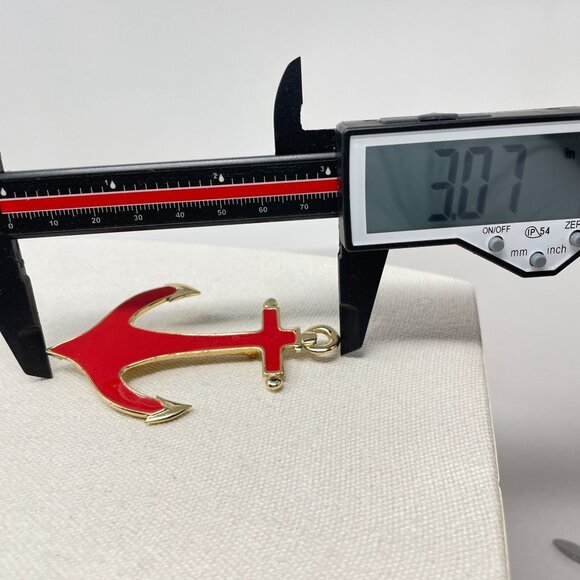 Vintage Anchor Brooch Pin Red‎ Gold-Tone Large Nautical Novelty Enamel - Picture 8 of 8